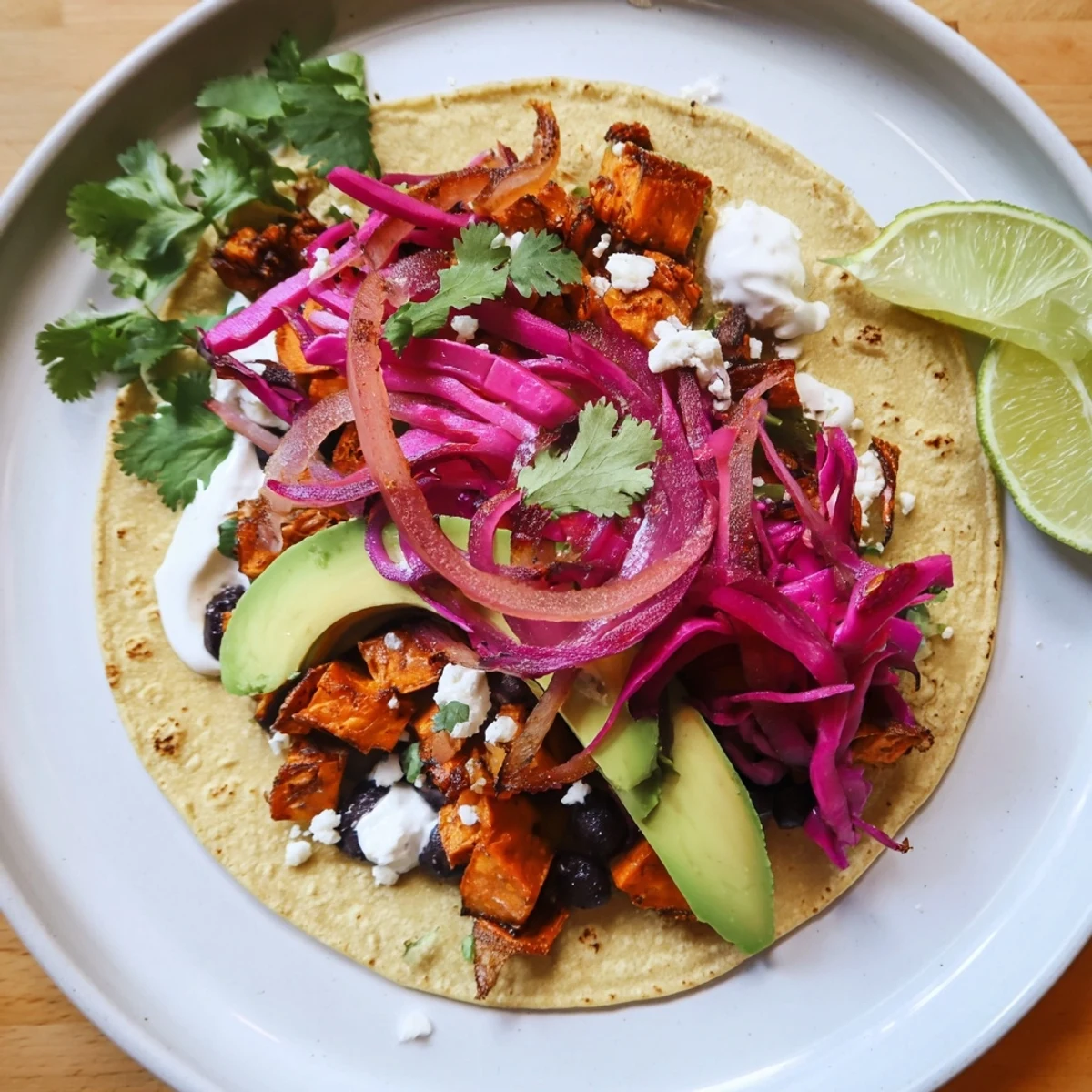 Delicious Quick Sweet Potato and Black Bean Tacos, packed with seasoned black beans and vibrant toppings, perfect for a quick dinner.