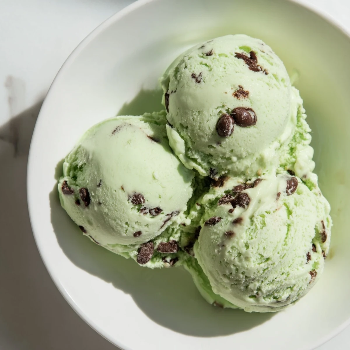 Creamy homemade Mint Chocolate Chip Ice Cream, swirled with refreshing mint and bittersweet chocolate.