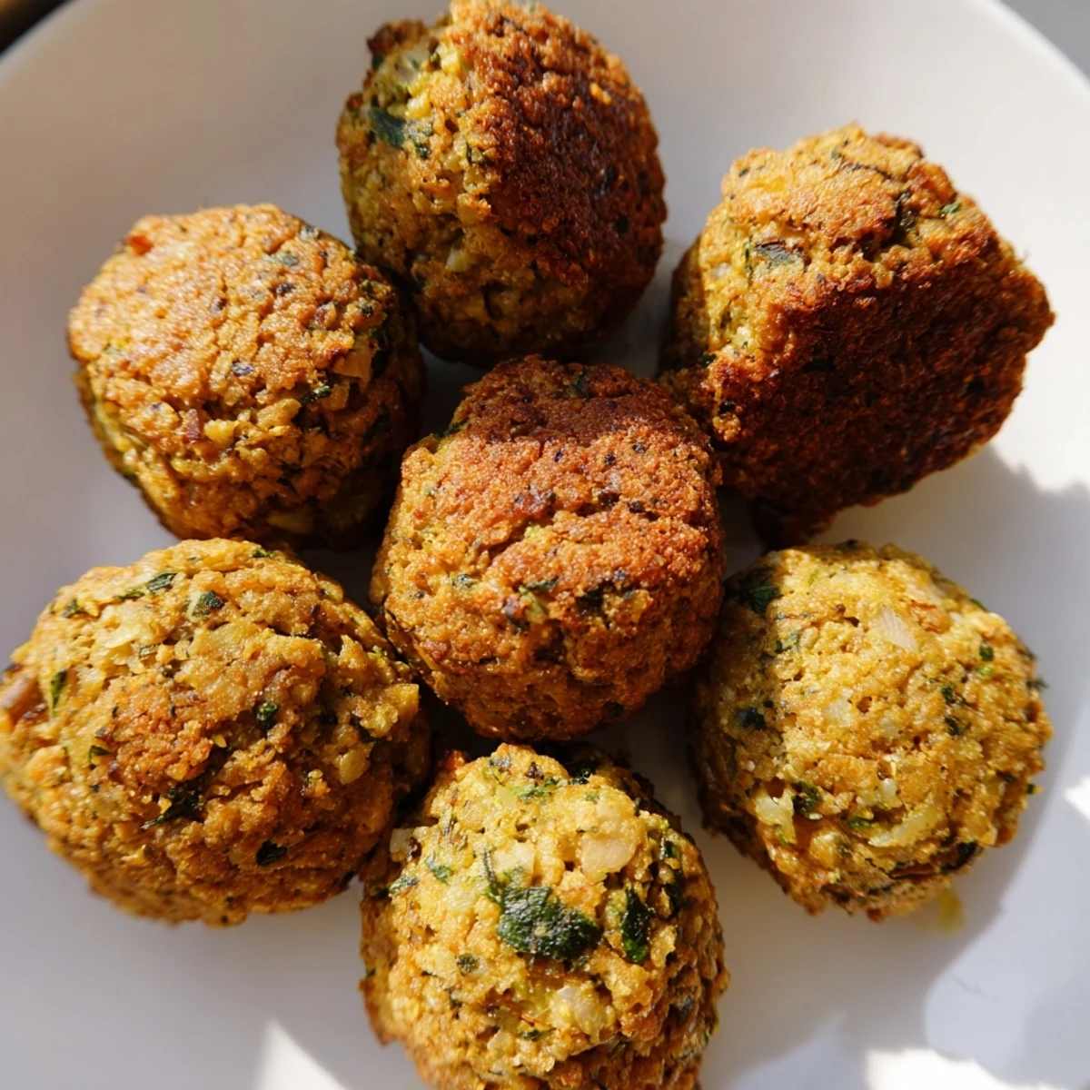 Golden, crispy Levantine falafel balls, with a fragrant herb and spice aroma, ready to serve.