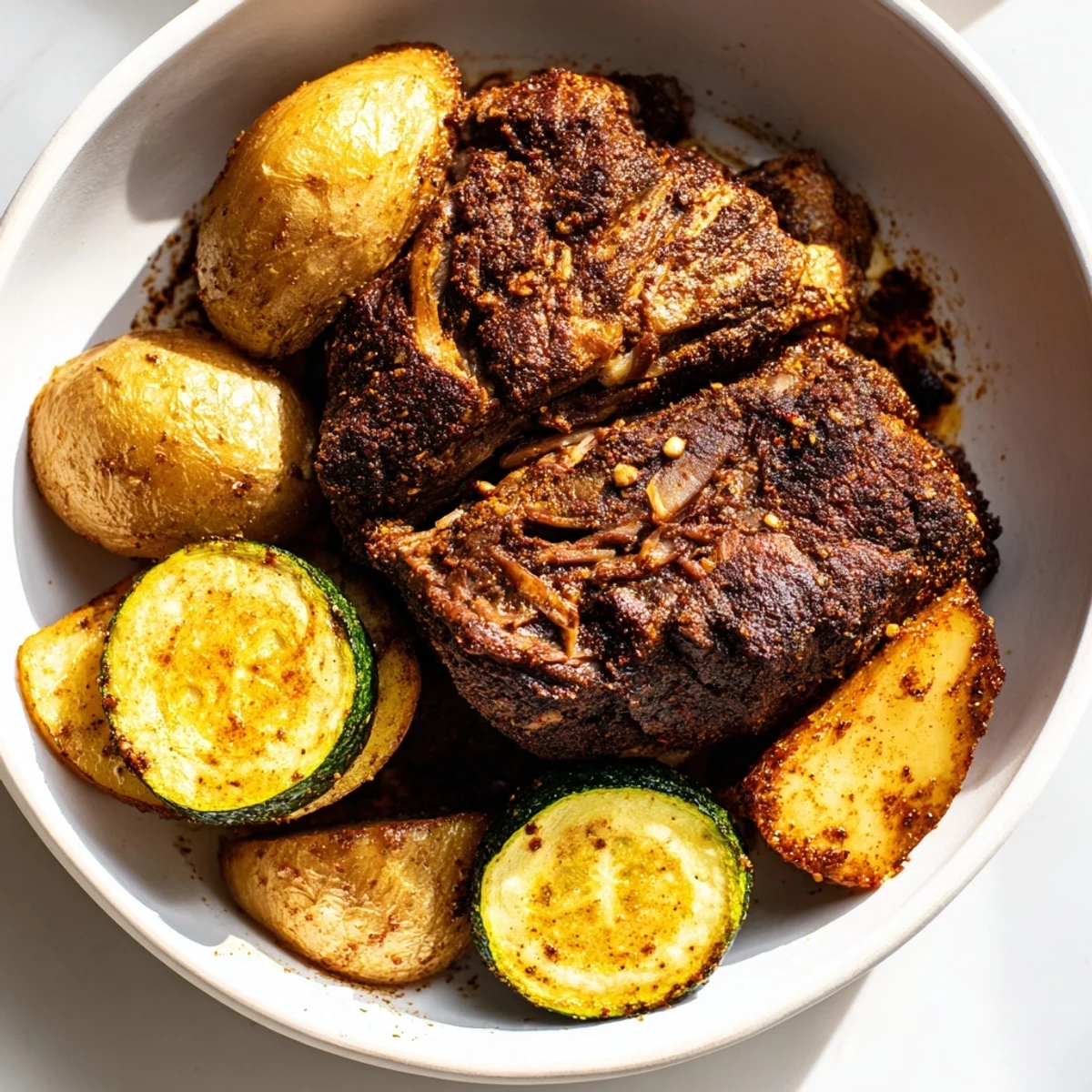 Tender, slow-roasted Jordanian Zarb with vegetables, showcasing juicy meat and smoky aromas perfect for a gathering.