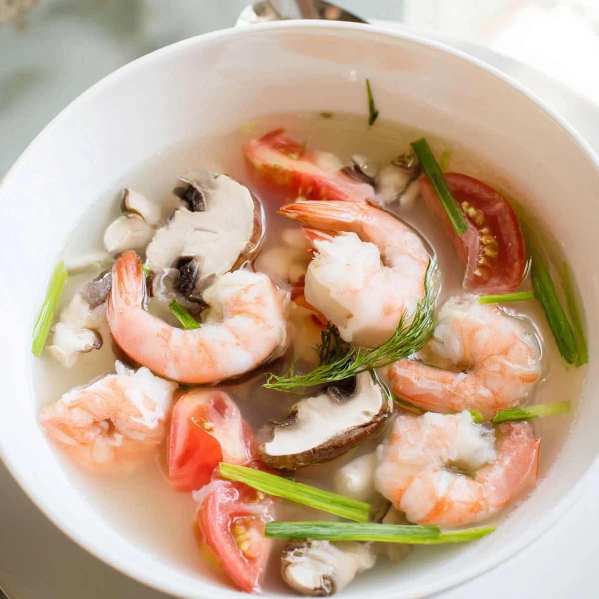 Fragrant and colorful, this spicy Tom Yum soup features plump shrimp and a bold, savory broth.