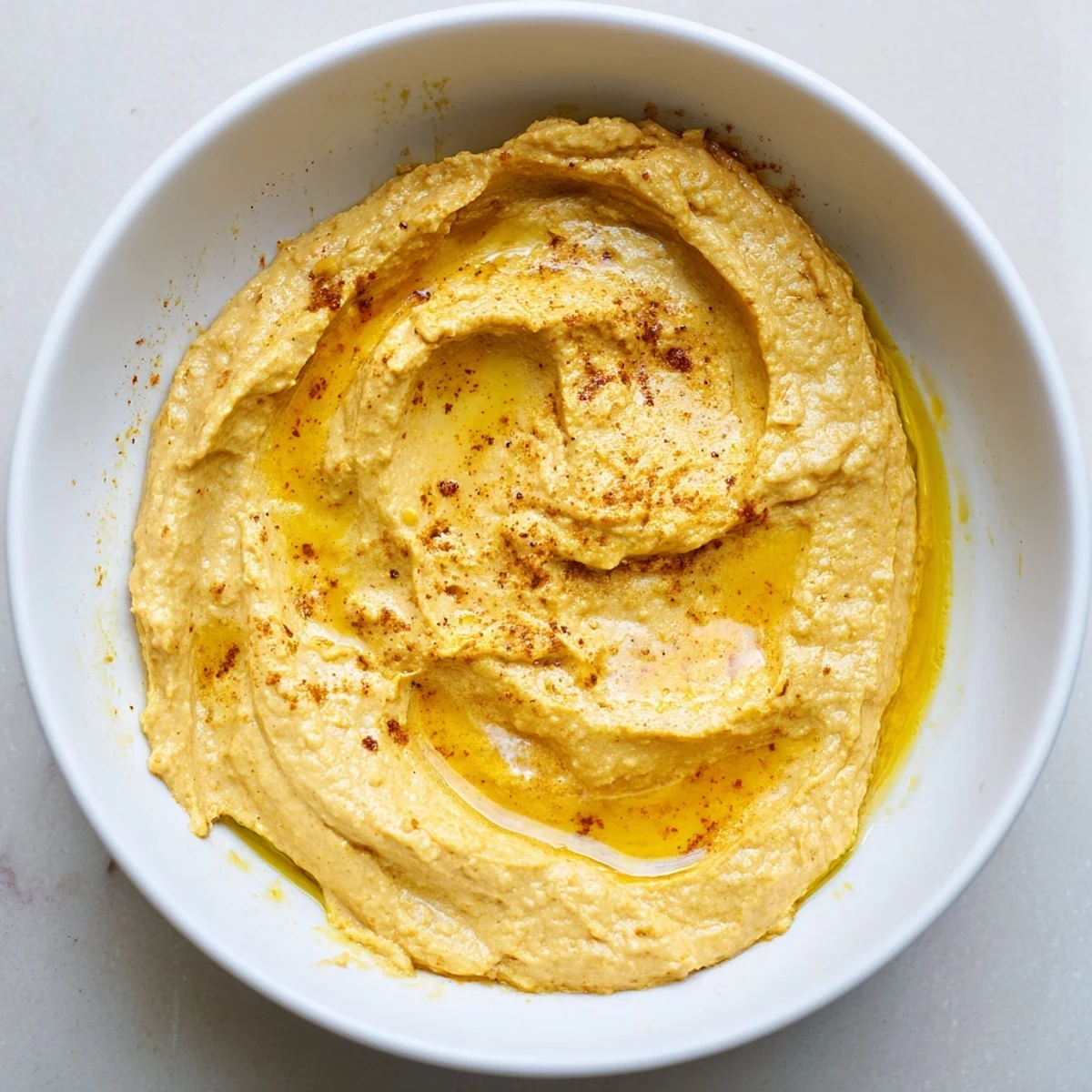 Vegan Chickpea Curry Paste in a small serving dish, its smooth texture and warm spices perfect for spreading on naan or crackers.