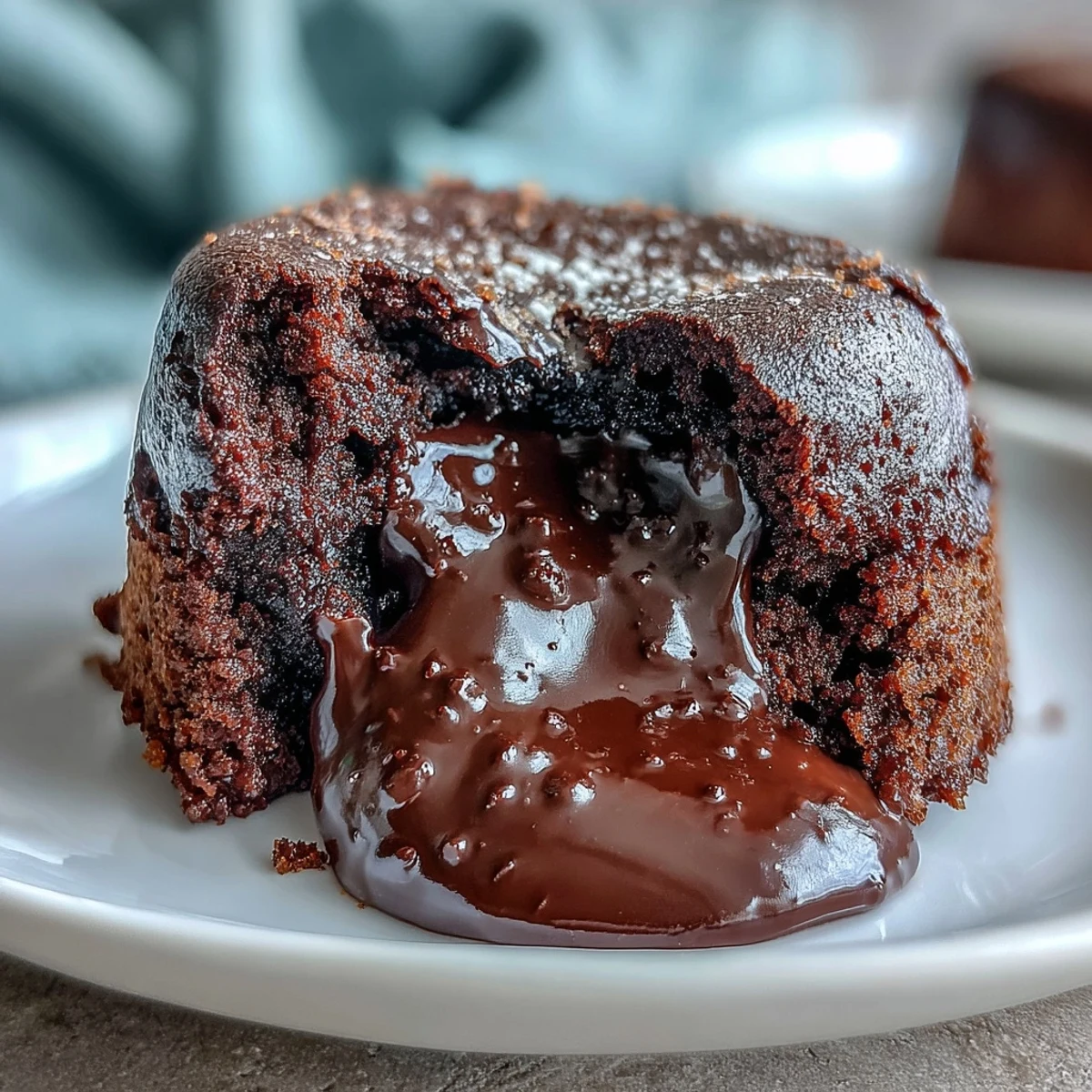 Four warm Chocolate Lava Cakes with Espresso rest on white dessert plates, a spoonful of vanilla ice cream melting over the rich, molten centers.