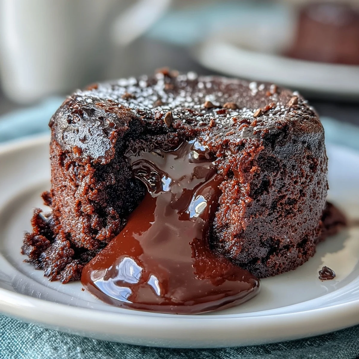 Freshly baked Chocolate Lava Cakes with Espresso are presented in elegant ramekins, ready to be served with whipped cream and coffee beans.