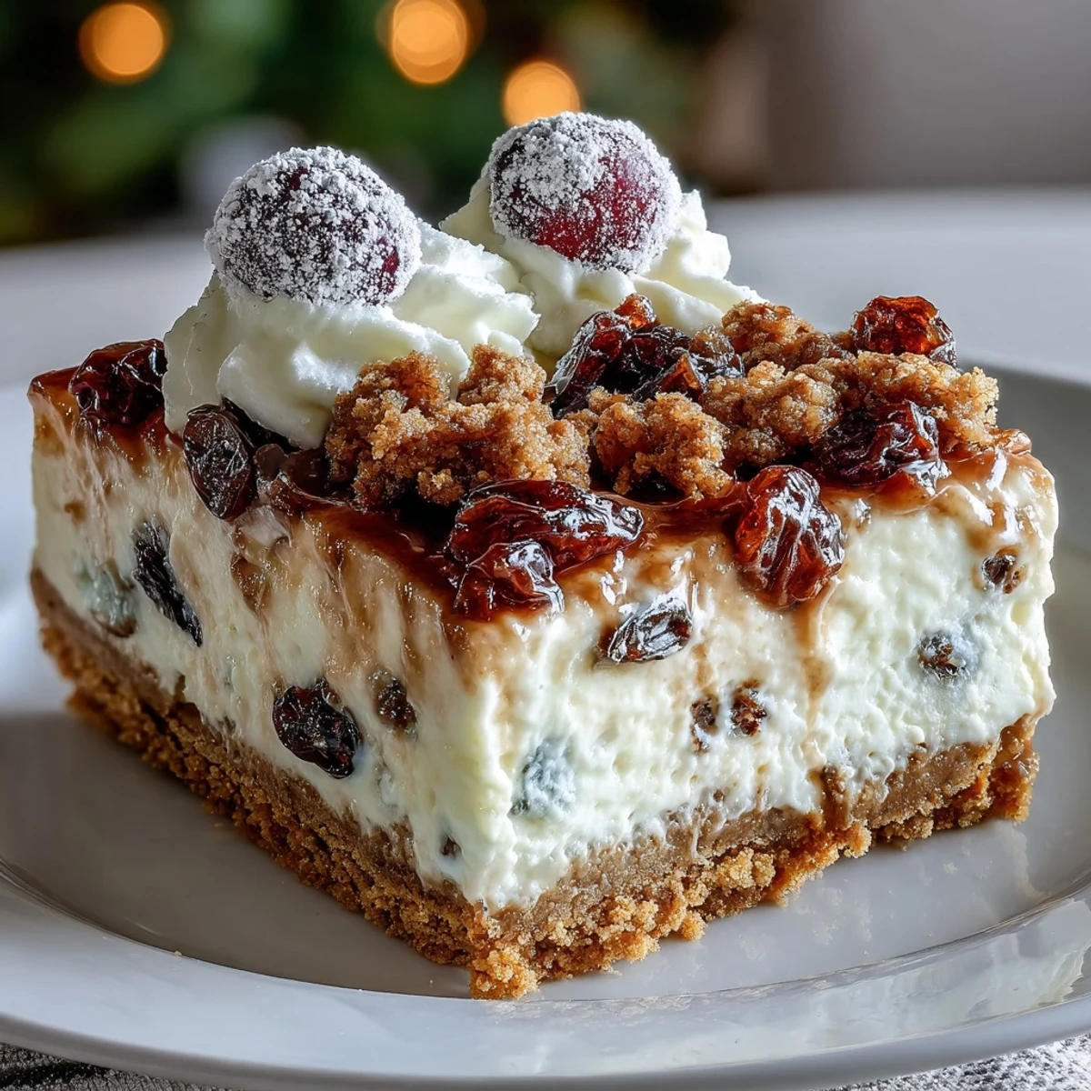 Freshly baked Christmas Cheesecake Slab with creamy, spiced filling and a golden biscuit base cooling on a rack.