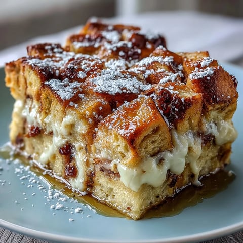 Golden-brown Monte Cristo Breakfast Casserole fresh from the oven, dusted with powdered sugar and ready for maple syrup.