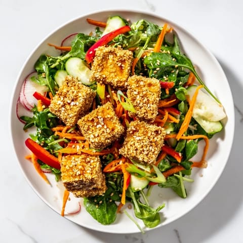 Golden Crispy Tofu Salad