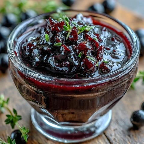 A bowl of vibrant Black Currant Vinaigrette with olive oil and vinegar, served next to colorful roasted vegetables for a healthy side.