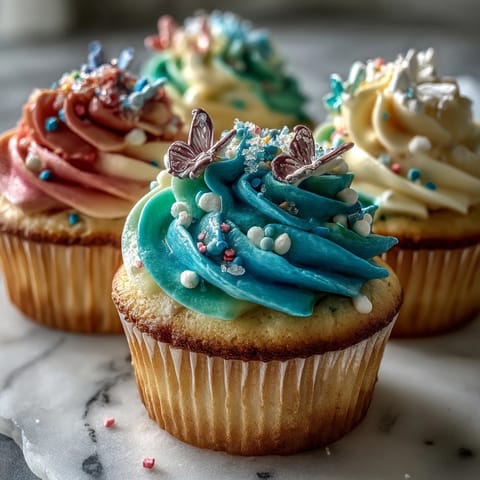 Beautiful spring cupcakes with pastel buttercream and edible butterfly toppers, perfect for Easter or garden parties.