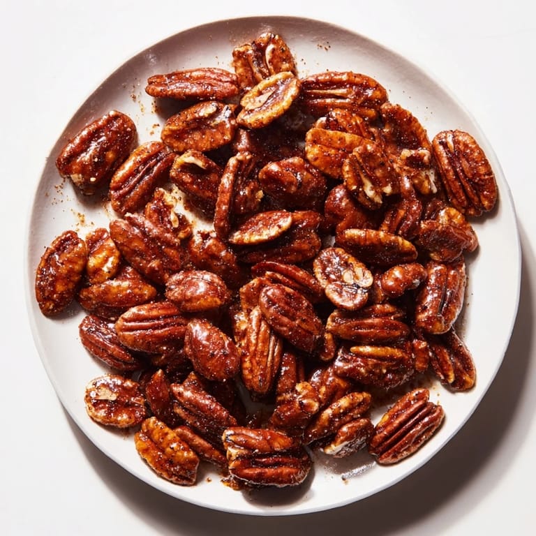 These aromatic garlic-honey roasted pecans are perfect as a snack or atop a fresh, green salad.