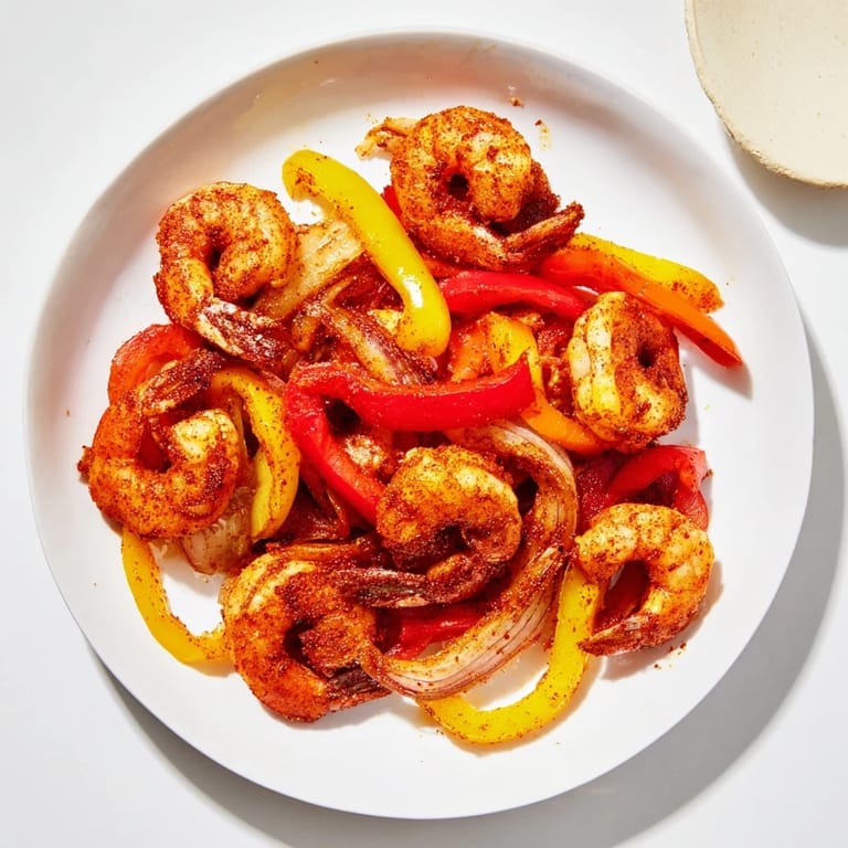 Sheet pan shrimp fajitas with lime wedges and cilantro; a quick and flavorful Tex-Mex delight.