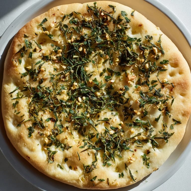 Golden Simple Homemade Focaccia, a warm Italian bread, ready to slice and serve as a delicious appetizer.