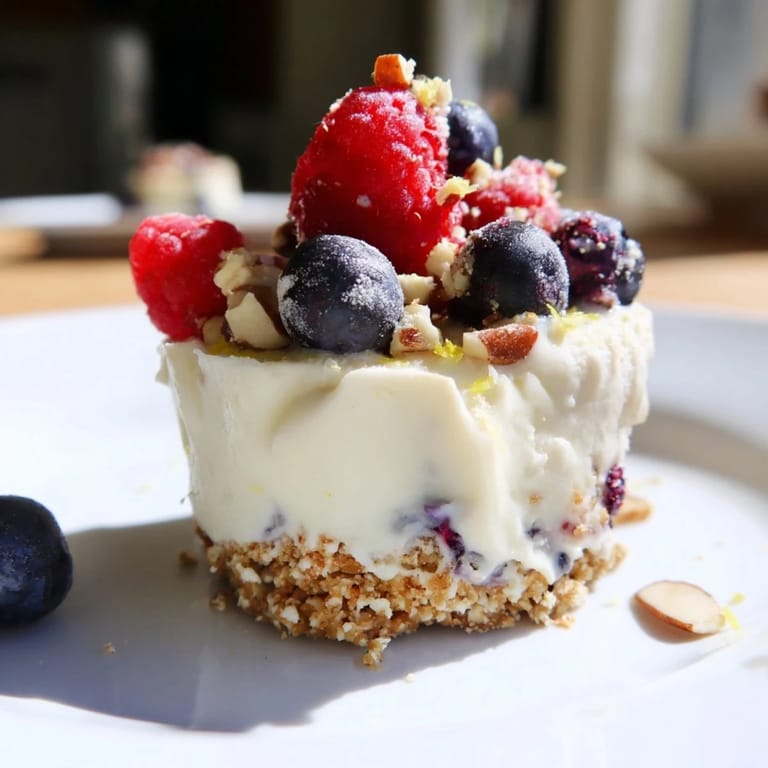 Cool, creamy Protein Cheesecake Cups chilling in the fridge, ready for a healthy and tasty snack.