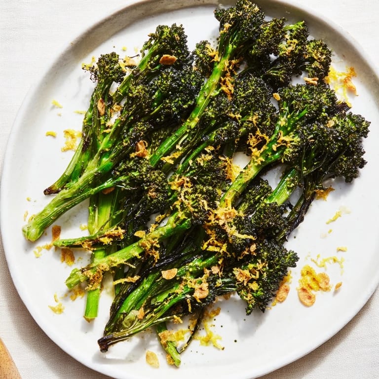 Bright, flavorful charred broccolini salad, dressed with lemon and served with toasted pine nuts.