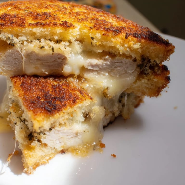 Buttery, cheesy flavor awaits with flavorful Crispy Parmesan Chicken Thighs Grilled Cheese, a comfort food classic.