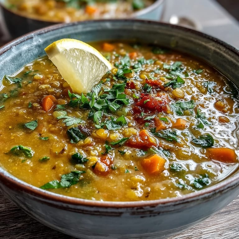 Comforting mung bean soup in a rustic bowl, featuring tender legumes and aromatic seasonings perfect for a cozy dinner.