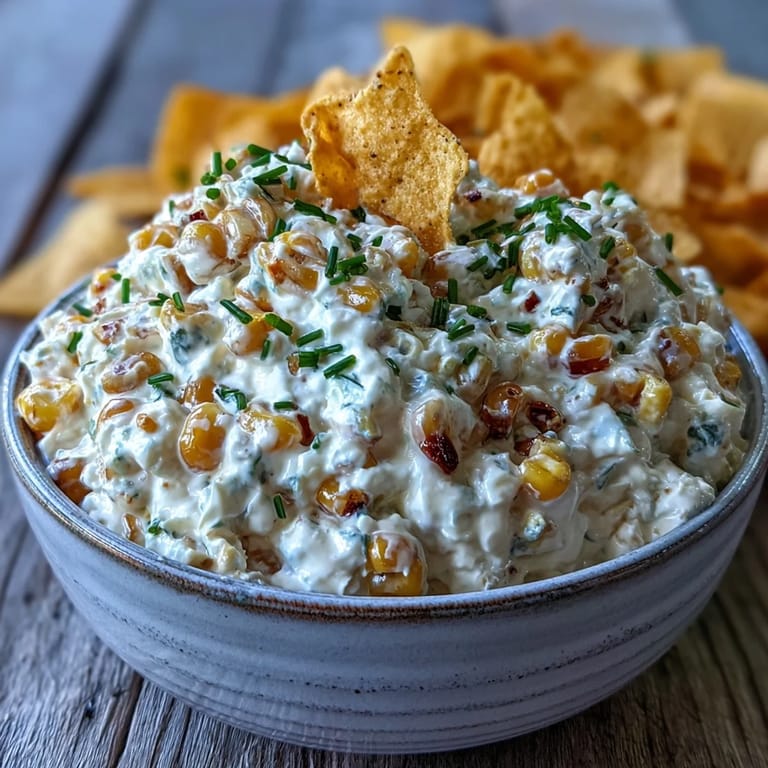 A festive bowl of Crack Corn Dip is surrounded by crunchy tortilla chips for dipping.