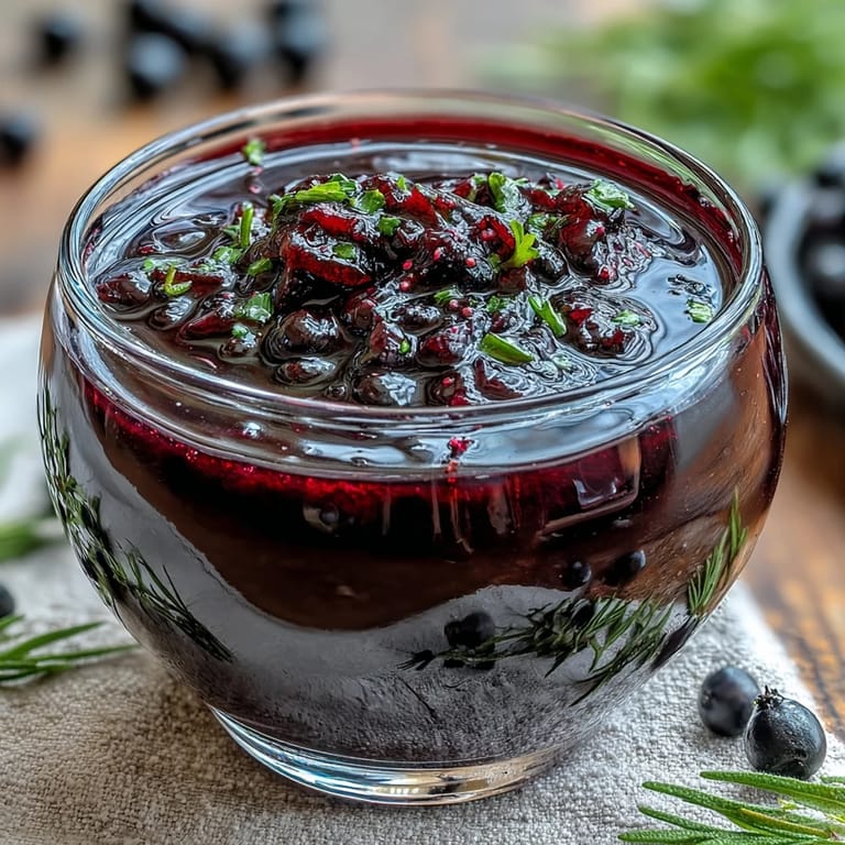 Vegan Black Currant Vinaigrette drizzled over a mixed green salad with goat cheese, showcasing its glossy, tart texture and deep berry color.