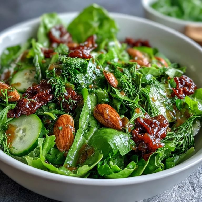 Vibrant spring greens tossed in tangy honey mustard dressing, topped with crisp snap peas, radishes, and golden toasted almonds.