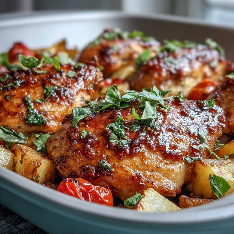 One-pan spring dinner sheet pan chicken with zucchini and cherry tomatoes, featuring juicy chicken, tender zucchini, and sweet roasted tomatoes for an easy meal.