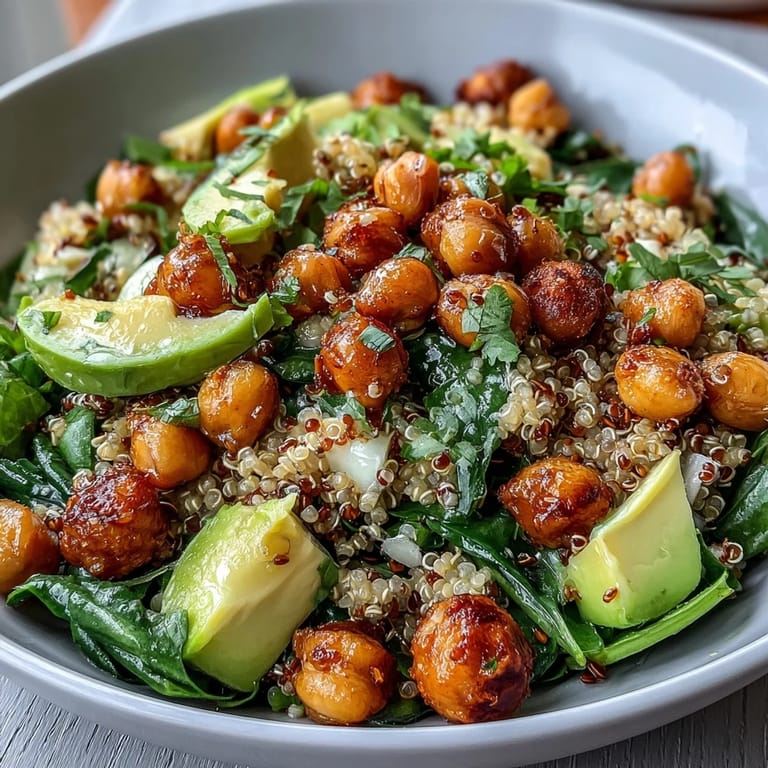 Roasted Chickpeas and Lemon Vinaigrette Grain Bowls: a healthy, vibrant meal with crunchy chickpeas, fresh vegetables, and bright citrus flavor.  