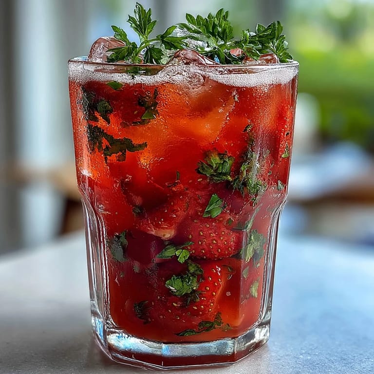 Refreshing strawberry basil lemonade mocktail with juicy strawberries and aromatic basil, perfect for summer sipping.