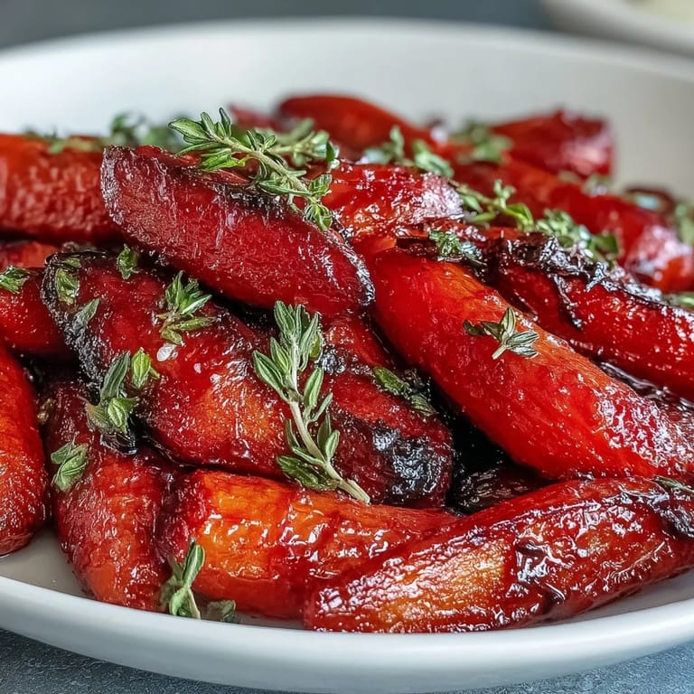 Sweet and savory Honey Glazed Roasted Carrots with Thyme, oven-roasted to golden perfection and finished with a hint of lemon.