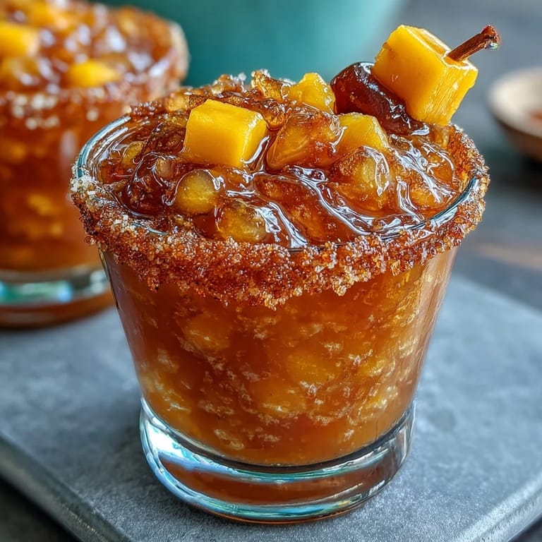Frozen Cinco de Mayo Mangonada swirls with chamoy, lime, and Tajín rim.