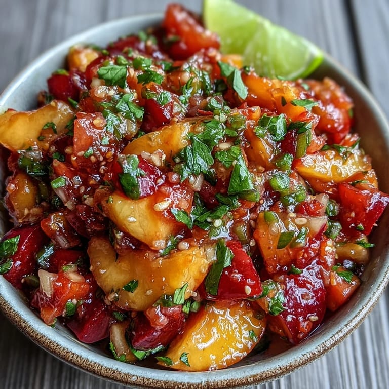 Vibrant Peach Jalapeño Salsa recipe, perfect for a refreshing summer side dish.