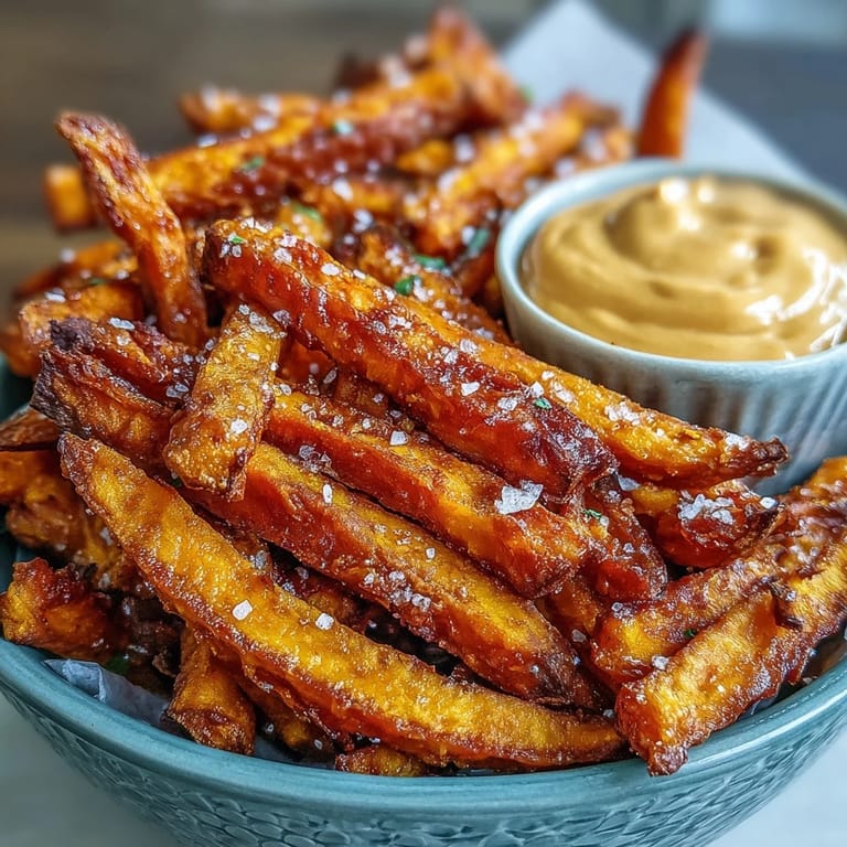 Crispy air fryer sweet potato fries golden brown for dipping now.