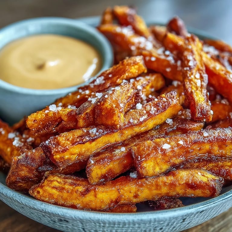 Delicious air fryer sweet potato fries alongside creamy chipotle aioli.