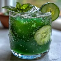 Vibrant Green Detox Cucumber Mint Agua Fresca, a cooling drink garnished with mint.