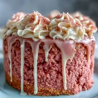 Blush-pink Bridal Shower Rosé Velvet Cake adorned with a shimmering gold chocolate drip.